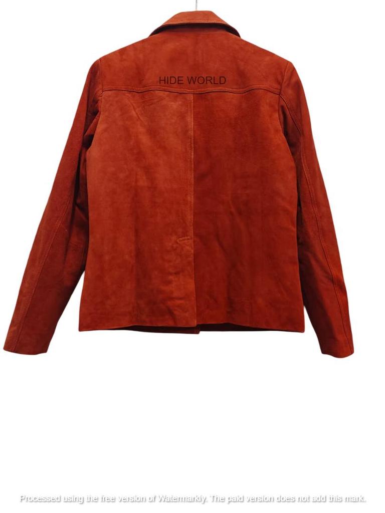 Блейзер Стильный формальный дизайнерский коричневый пиджак из чистой кожи и замши для женщин, ручная работа