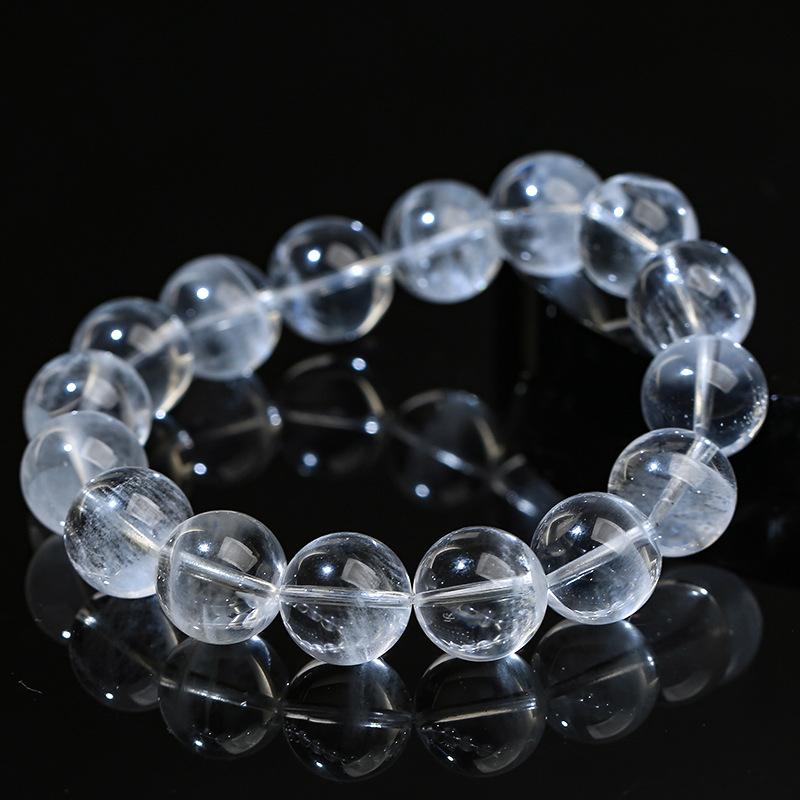 Hongchu Crystal Natural Icy White Phantom Quartz Round Bead Bracelet Thousand-Layer Ice White Phantom Bracelet