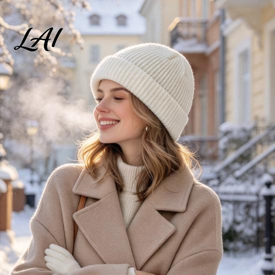 Thermal Insulation Knit Cap Unisex Wool Knitted Hat Soft Color High Elastic Winter Ribbed Melon Hat Hip Hop Style Windproof Fashionable for