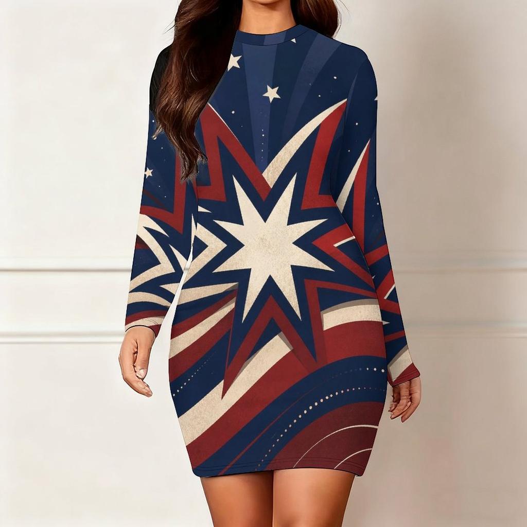 Womens Plus Size Long Sleeve Slim Bodycon Midi Dress Comfortable Chic Casual Party Wear