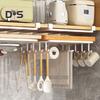 Kitchen Hanging Organizer Rack with Hooks Strong Load-bearing Paper Towel Rags Hanger Cutting Board Holder Storage Shelf