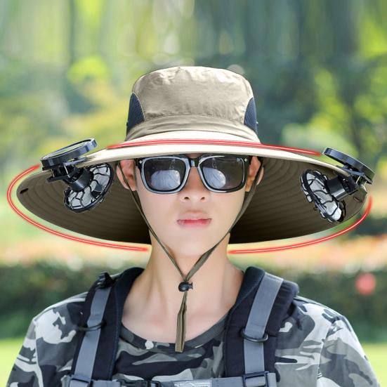 Солнечная кепка с вентилятором, защита от ультрафиолета UPF 50+, с двумя охлаждающими вентиляторами