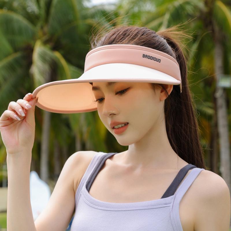 Summer Ice Silk Big Brim Sunscreen Hat Women's Outdoor Travel Visor Casual Sports Fashion Versatile Empty Top Hat