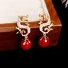 Висячие серьги с драконом зодиака, новогодние серьги китайского зодиака, висячие серьги с драконом из бисера, женские серьги