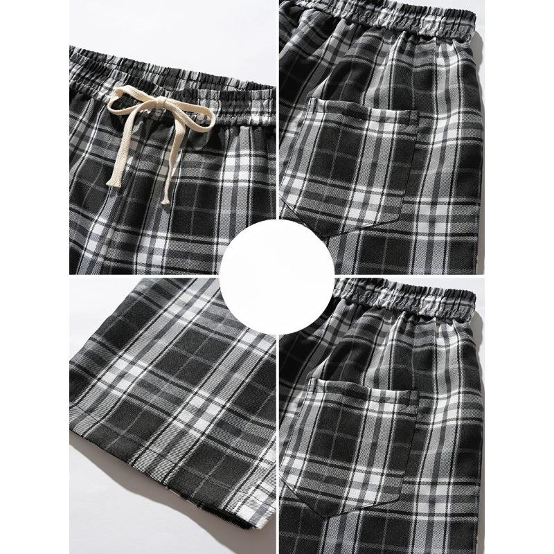 Black and White Plaid Pants Oversize New Women Casual Loose Wide Leg Trousers Ins Retro Teen Straight Trousers Hiphop Streetwear