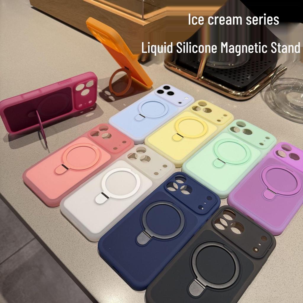 Ice Cream Liquid Silicone Magnetic Phone Case for iPhone 17 Pro Max, Drop-Proof, Compatible with Apple 15/16.