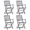 VidaXL 4x Solid Acacia Wood Folding Outdoor Chairs Patio Chairs Terrace Chairs Garden Chairs 46334