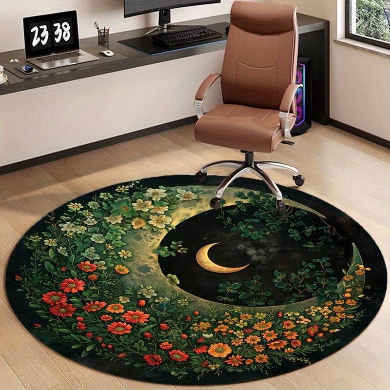 1pc of a Round Rug Featuring a Crescent Moon And Floral Design, Designed to Be Non-Slip And Resistant to Fading, Suitable for Living Rooms, Bedrooms