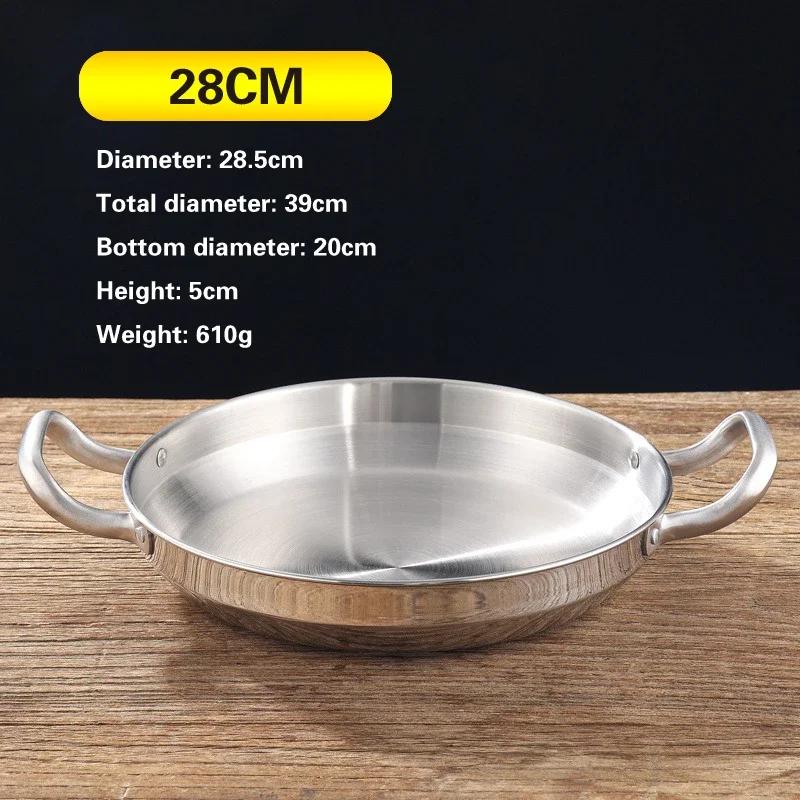 Сухая миска для риса из испанской рыбы и морепродуктов, нержавеющая сталь, золотистый корейский армейский горшок для тушеного мяса, утолщенная сковорода для жарки с двумя ушками