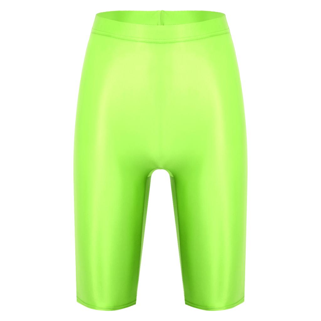 Женские спортивные шорты для тренировок в тренажерном зале, глянцевые леггинсы с высокой талией для фитнеса, йоги, брюки, тонкие спортивные шорты для танцев