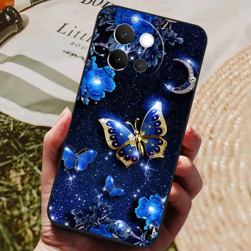 Чехол для VIVO V40 Lite 5G Мягкая силиконовая накладка Черный бампер ТПУ Для чехлов на телефон Vivo V40 Lite 5G V40Lite Ударопрочные задние крышки