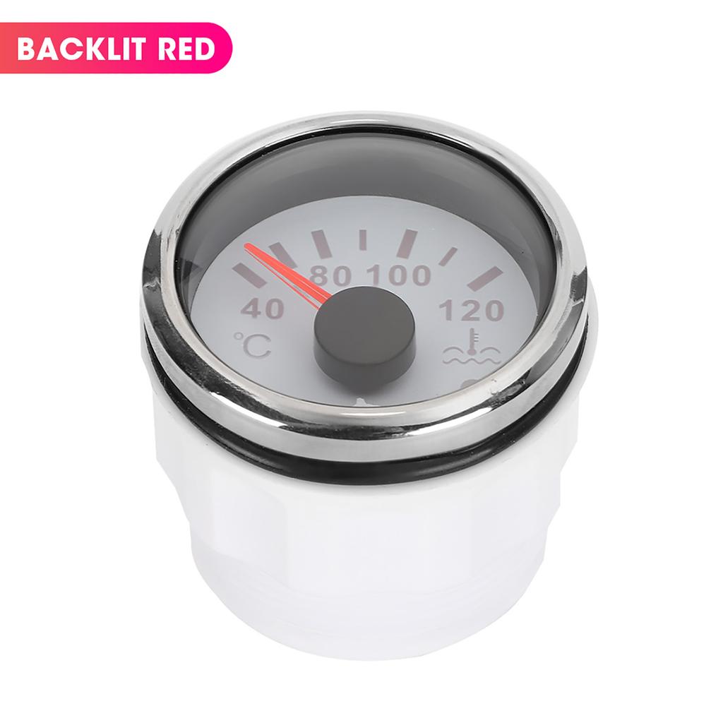2in Cooling Water Temperature Gauge 40‑120 celsius Smart Alarm IP67 Waterproof 12VCelsius24V 0‑190ohm Sensor