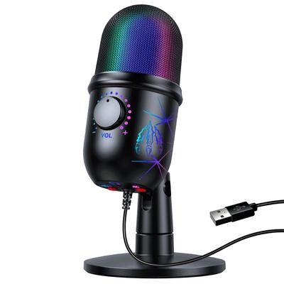 Новый дизайн USB-микрофон для игрового ПК для потоковой передачи подкастов, компьютерный конденсаторный настольный микрофон RGB для видео на YouTube