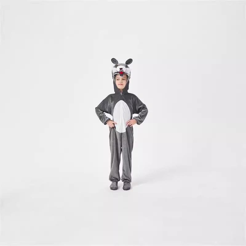 Костюм косплей большого злого волка на Хэллоуин, детский мужской и женский костюм-комбинезон животного