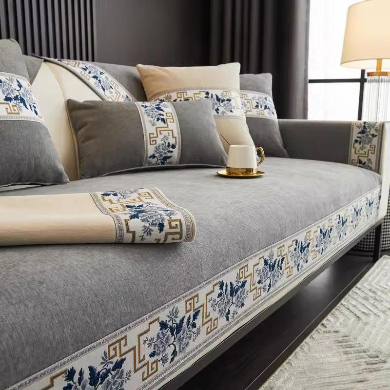 Shenier Чехол на диван в новом китайском стиле, универсальный для четырех сезонов, противоскользящий коврик для дивана, комбинированная подушка для дивана, декор, чехол-полотенце для дивана