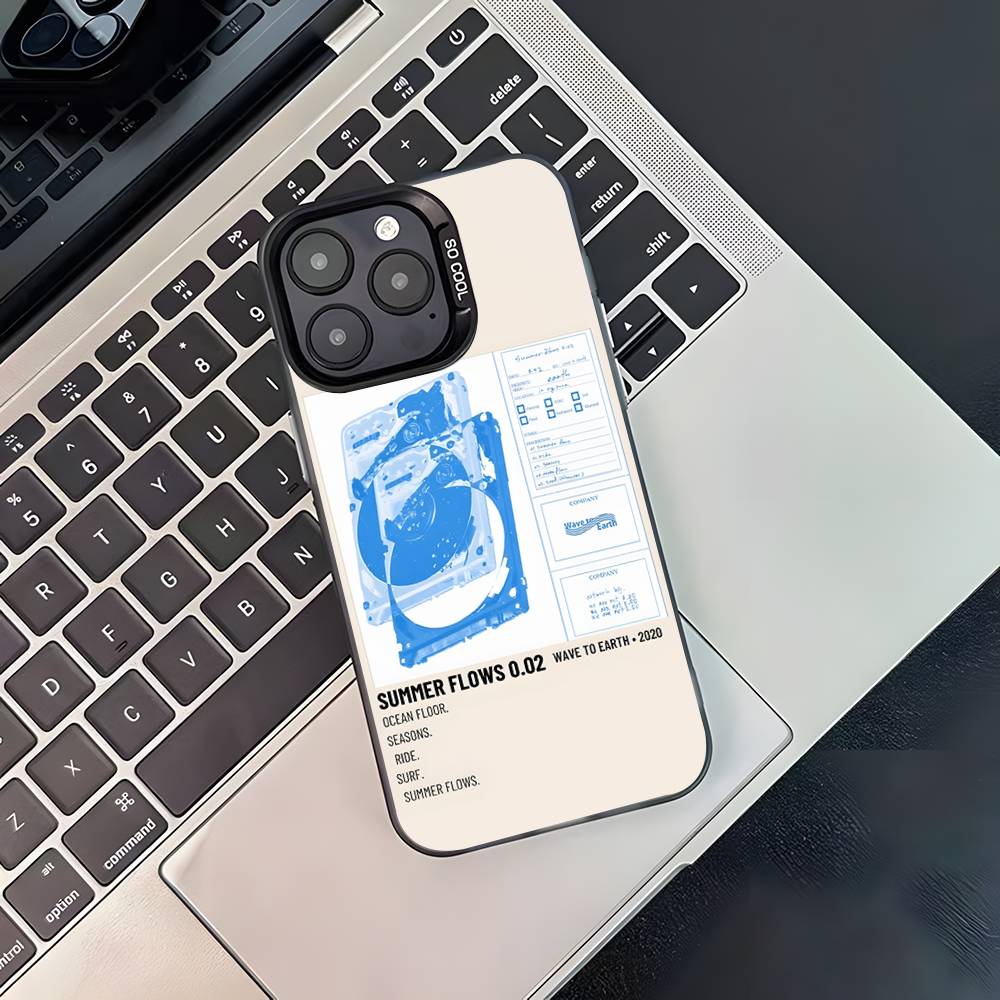 Чехол для телефона Wave To Earth Summer Flows для iPhone 17,16,15,14,13,12,11,Pro,Max,Plus,Черный Матовый Ударопрочный Чехол