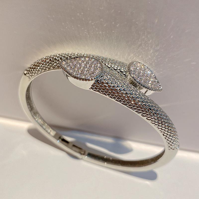 Изысканный медный браслет с цирконами высокого класса, открытый, полностью покрытый цирконием, модный брендовый мужской и женский браслет