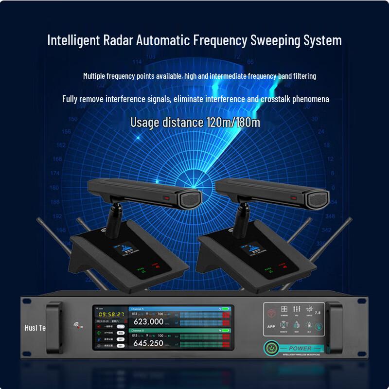 Professional True Diversity Wireless Microphone System with 7.8-inch Touchscreen Host (CN version)