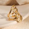 GEMCHIC Women's Minimalist Geometric Stainless Steel Rings Set Gold Plated Abstract Wavy Finger Jewelry Fashion Luxury Accessories