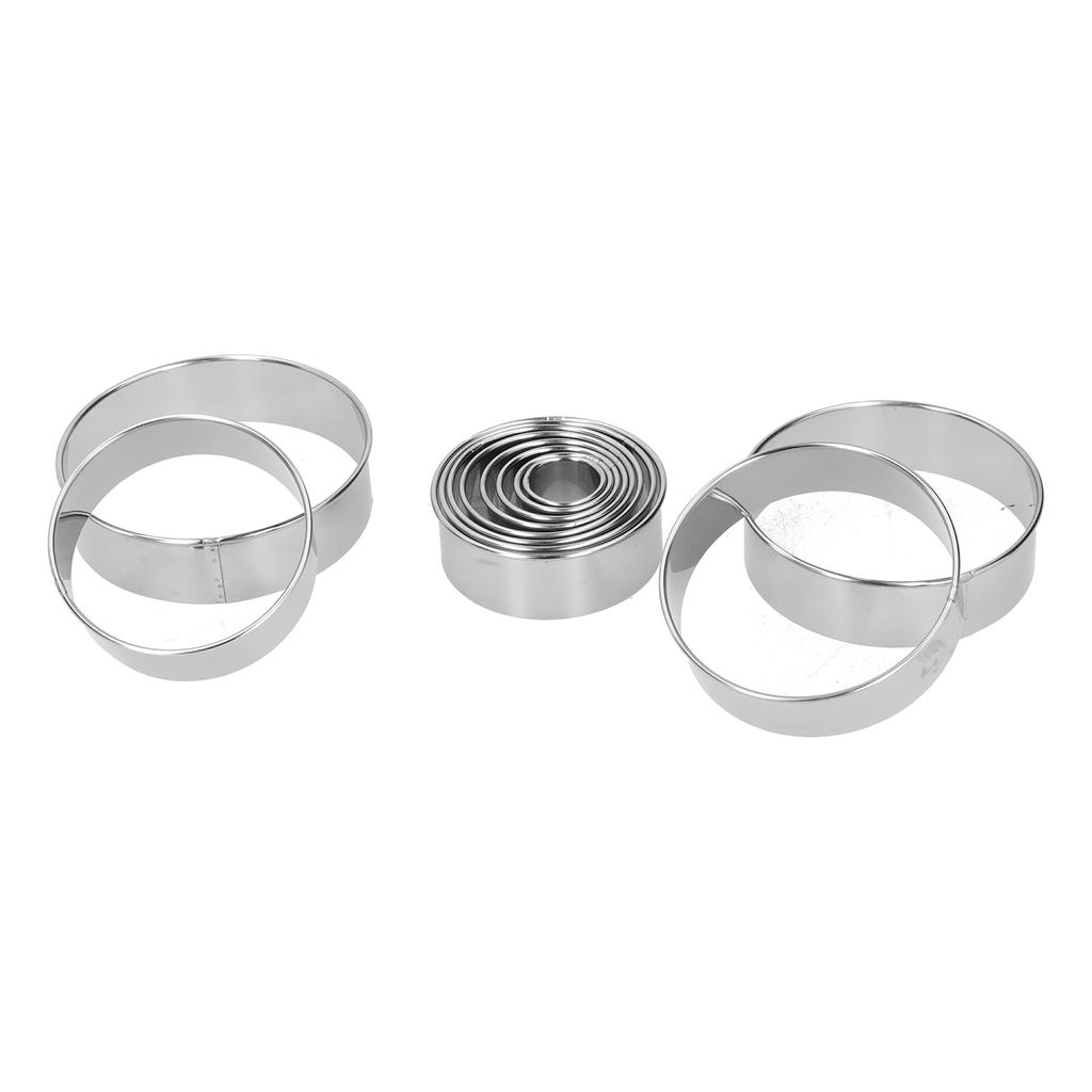 12PCS Set Stainless Steel Mousse Ring Round Cake Mold Fondant Cookies Cutting Mold Baking Tool