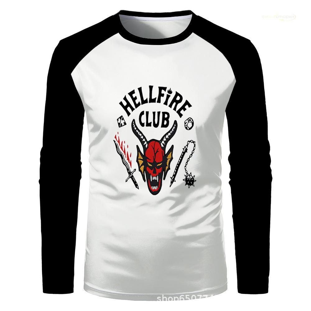 Stranger Things Long Sleeve T-Shirt Fire Club Edition Black Crew Neck Pullover for Men Women Teens