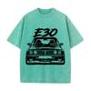 Ретро-стираная винтажная футболка E30 Футболка Высококачественные футболки Летняя свободная одежда с коротким рукавом Хлопковые свободные уличные топы