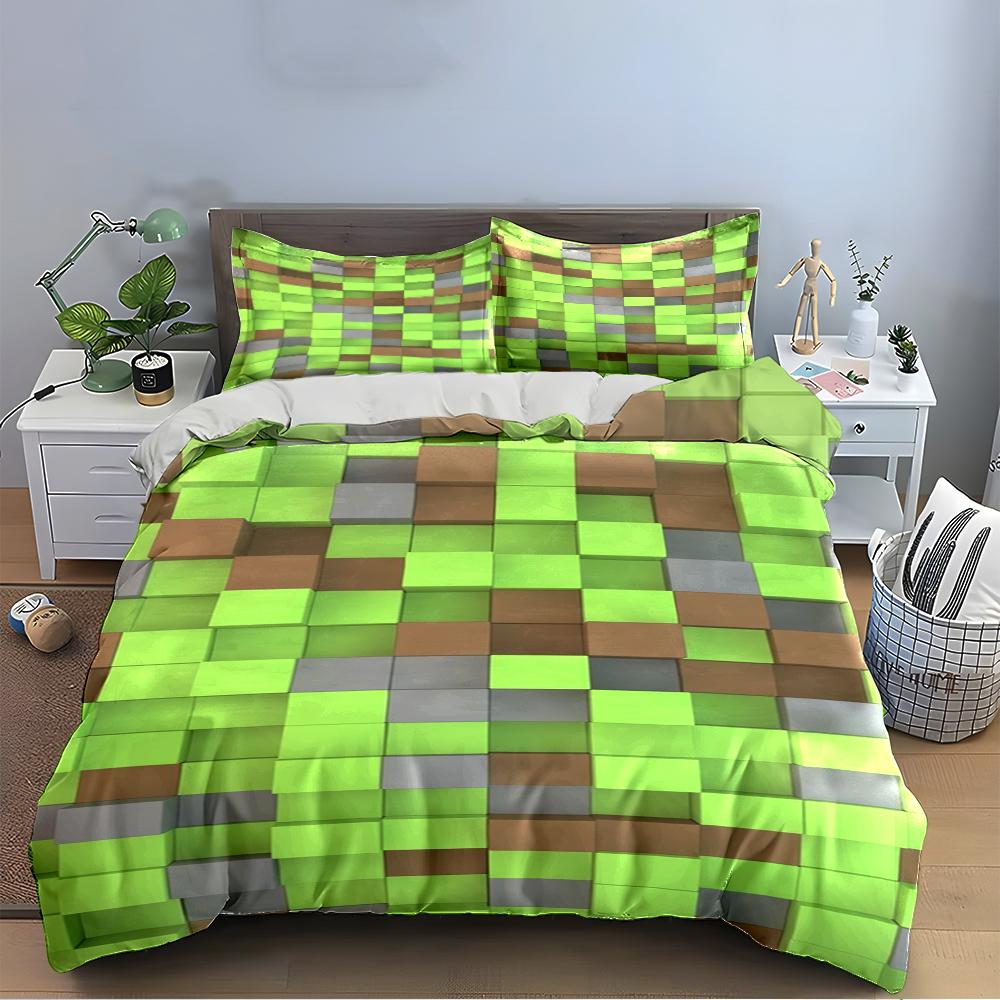 Green Pixelated Pattern Bedding Set Bedding set (1 duvet cover, 2 pillowcases, duvet not included)