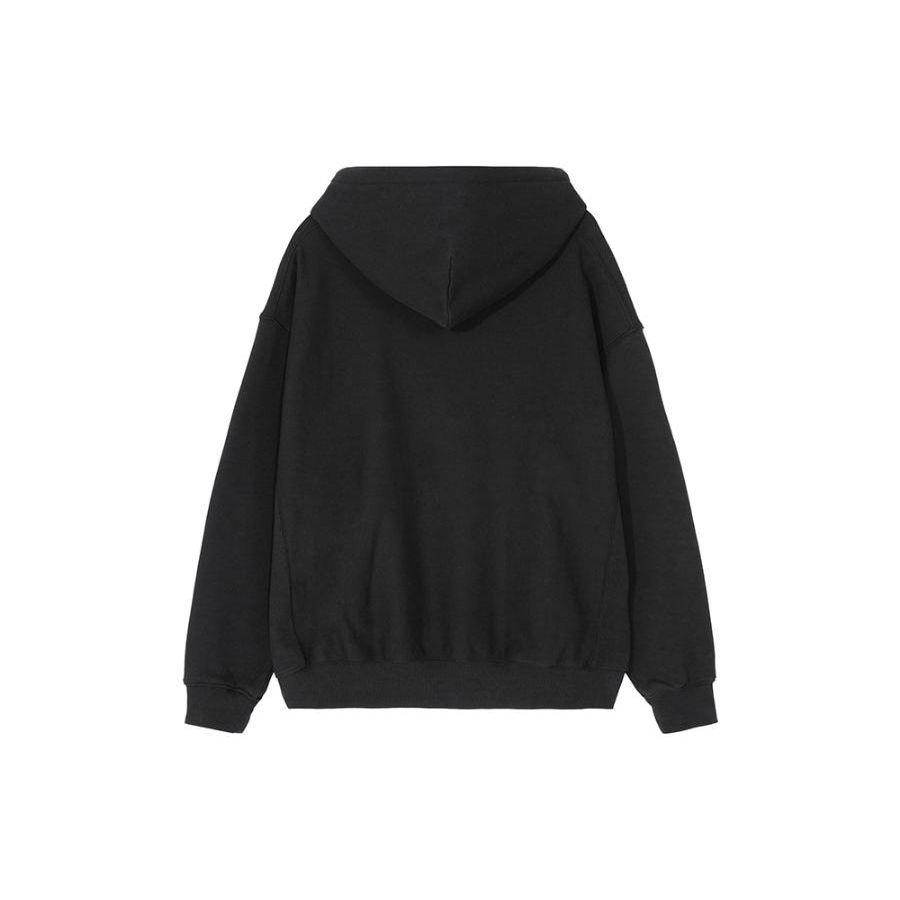 Letter Print Hooded Long Sleeve Pullover Sweatshirt Men sweatshirt Black LE2204HD02BK