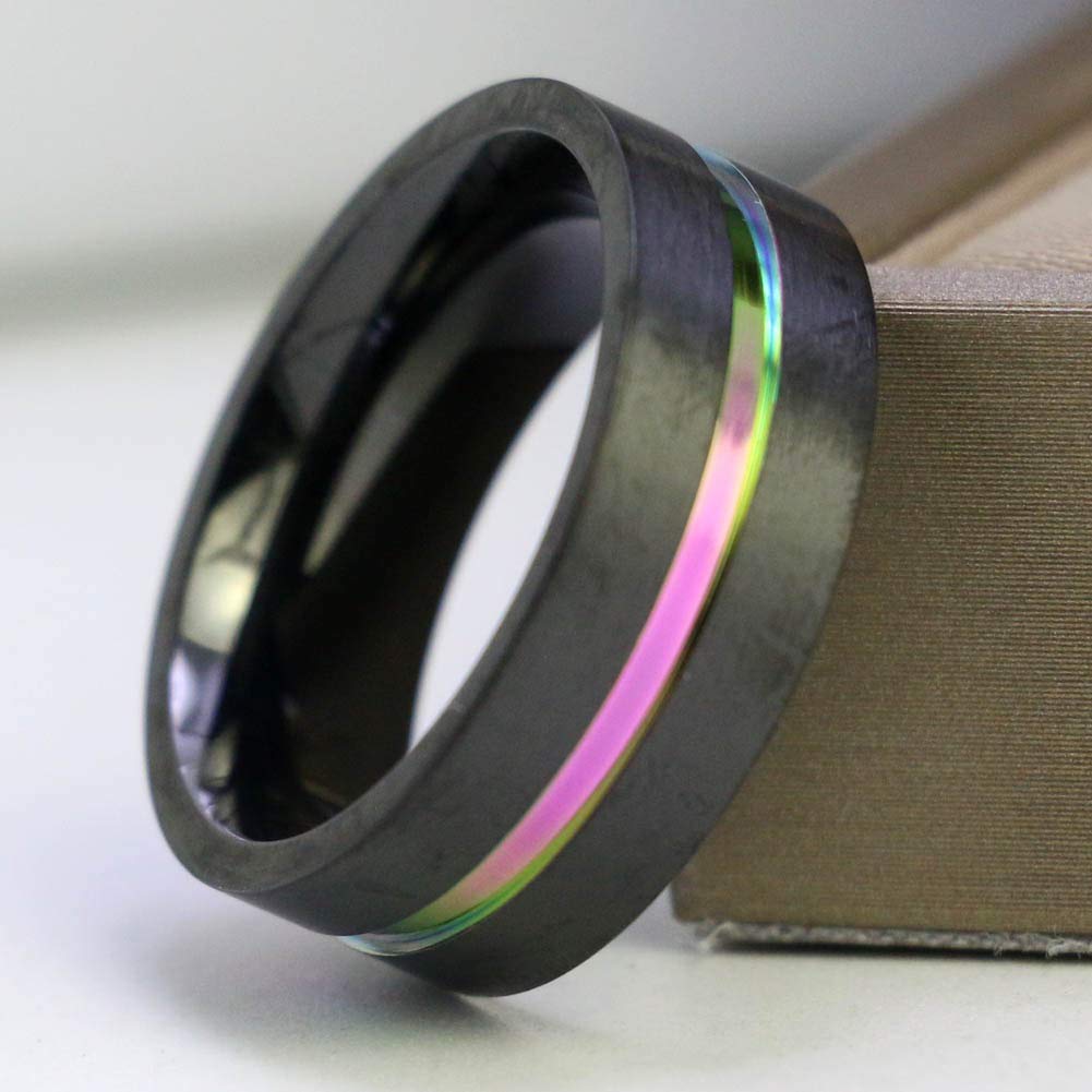 Парные кольца для него и для нее, черное золото, женское кольцо с фиолетовым цирконом, обручальное кольцо из титановой стали, мужское кольцо, обручальное кольцо, ювелирные изделия, подарки