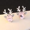 Fashionable Moose Stud Earrings with Glittering Antler Design for Women