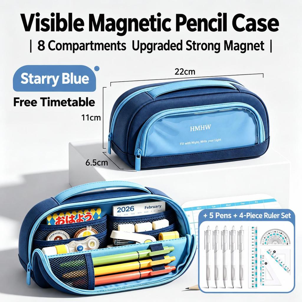 Magnetic large-capacity pencil case boys stationery box pencil case 2026 new style