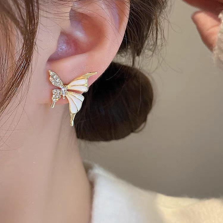 Серьги-иглы из серебра 925 пробы Серьги-бабочки Женские серьги