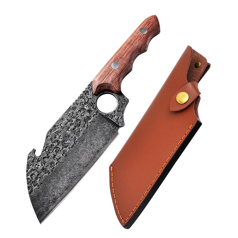 Forged Kitchen Meat Cleaver Chef Knife Boning Slicing Full Tang Butcher Knife Peeling Cutting Fish Sushi Knife with Sheath
