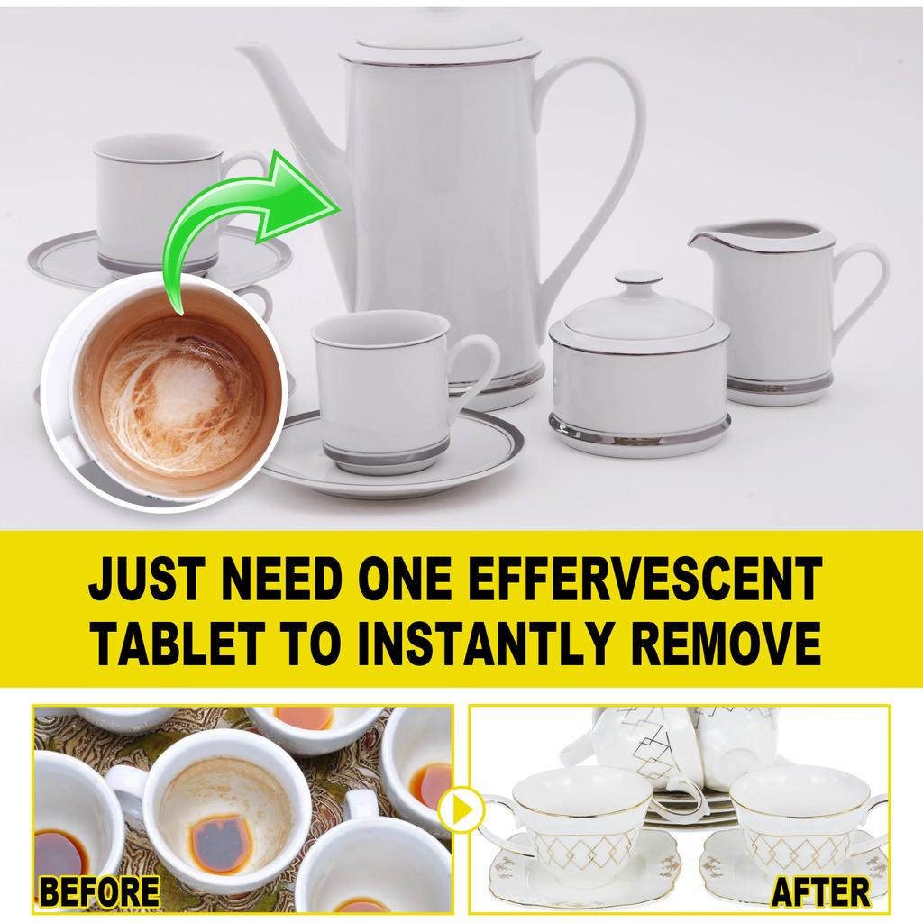 JUE-FISH Шипучие таблетки для очистки пятен от кофе для чистки чайных чашек Кофейные чашки Посуда Таблетки для чистки пятен от кофе