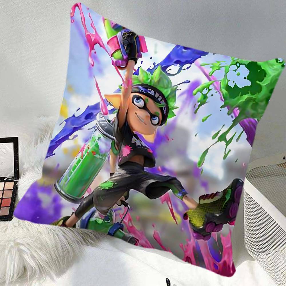 SSplatoon Video Game Splatoon Pillow Case Square Pillow Bedroom Sofa Leisure Comfort Cushion Car Home Decoration