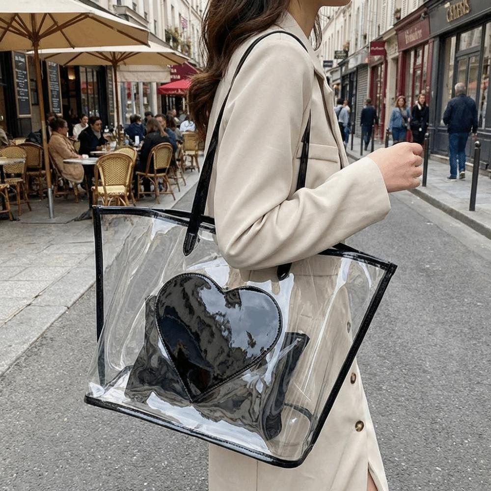Versatile Transparent Handbags Waterproof Beach Bag Jelly Color Shoulder Bag Women Use