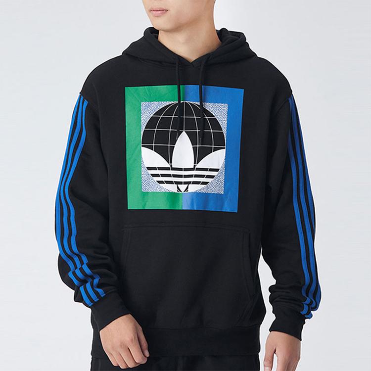 adidas Оригиналы GLOBE HOODIE Толстовки Мужские Черные С Капюшоном Умеренный Обычный GD2117