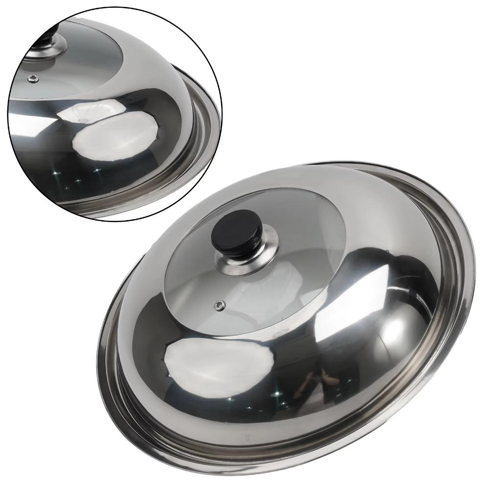 28/30/32/34/36cm Pot Cover Stainless Steel Wok Lids Round Frying Pan Cover Household