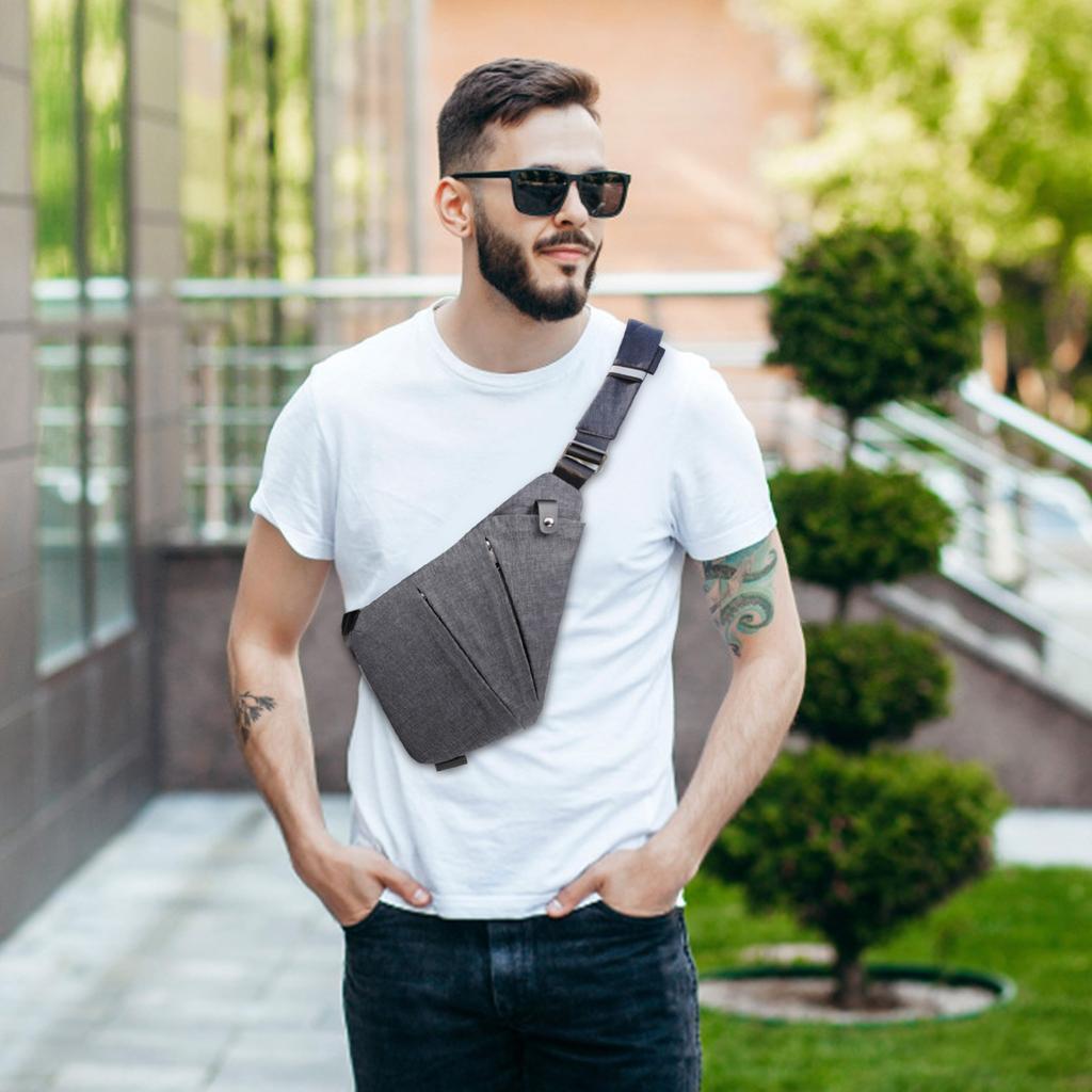 Сумка на правое плечо, нейлоновая нагрудная сумка, мужская легкая сумка через плечо большой вместимости, повседневная и облегающая сумка