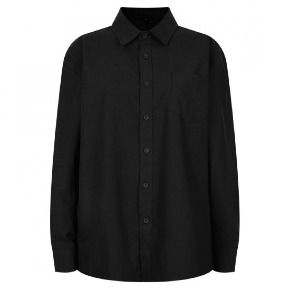 Shop Women S Standard Fit Oxford Long Sleeve Shirt Black Int Wbl 20602