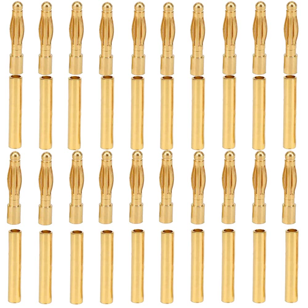 Bbrand LinsyRC 20 Pairs Gold Plated 2MM Banana Plug Bullet Connector Adapter for RC Airplanes Cars Boats Drones ESC Motors 2.0MM Male-Female