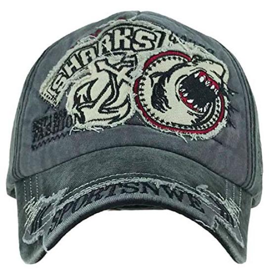 WHITE FANG Hat Vintage Damaged Cap Shark Shark Jaws Patch CA412 Men's (04 Coffee)