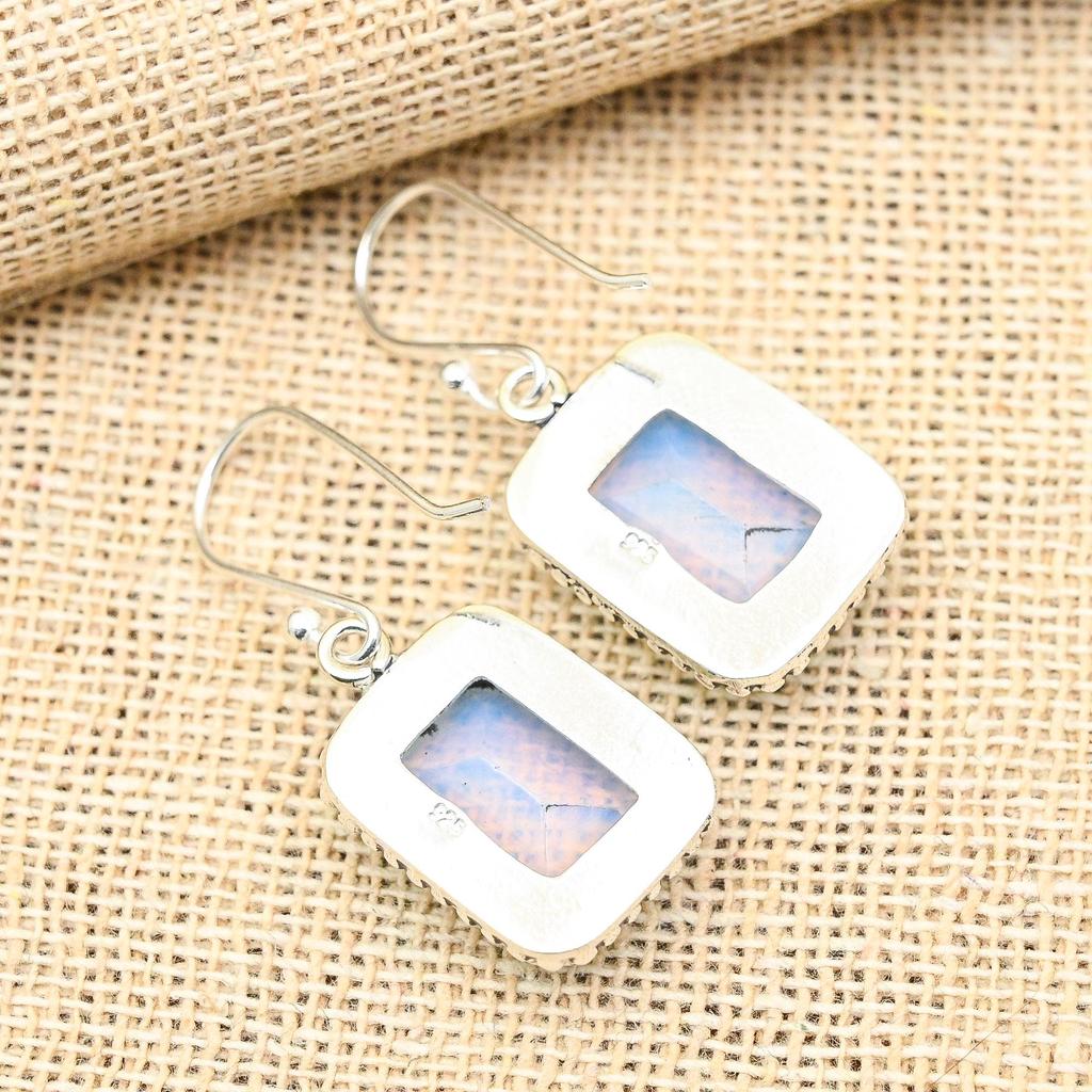 Milky Opal Gemstone Handmade 925 Sterling Silver Jewelry Lovely Earrings For Women