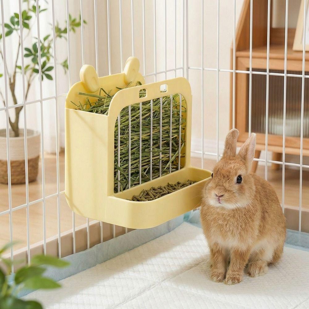 Wall Hanging Rabbit Hay Rack Chew Proof Pet Food Dispenser Practical Grass Rack Indoor Rabbit Cage
