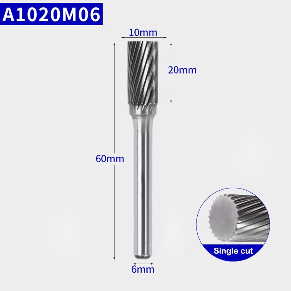 Cylindrical Type Rotary Burrs 6mm/8mm/10mm Tungsten Steel Grinding Head Engraving Bits