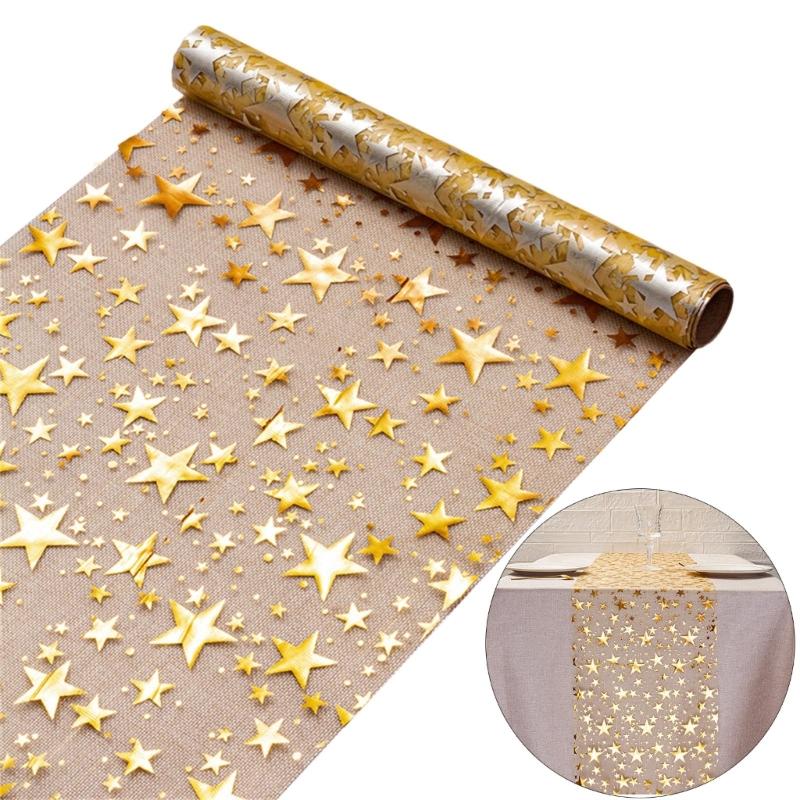 Gold Star Designs 5M Table Cover Polyester Fabric for Wedding Birthday Party and Holiday Table Setting Decoration
