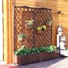 Carbonized Wooden Planter with Trellis: Outdoor Anticorrosive Flower Pot and Climbing Rack for Balcony or Garden.