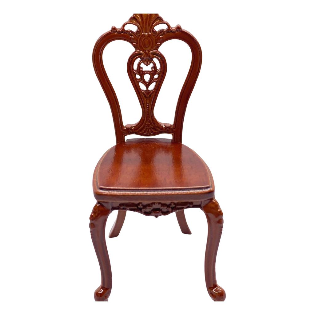 Miniature Dining Chair Model Figurine 1/12 Scale Vintage Styles Dollhouse Furniture for Realistic Scene Decoration
