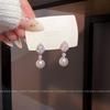 Korean exquisite micro-inlaid zircon pearl stud earrings women's light luxury niche high-end earrings fashion versatile temperament earrings