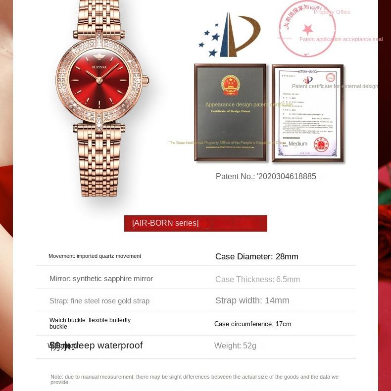 OUPINKE Часы Модные водонепроницаемые кварцевые часы с бриллиантами Женские часы